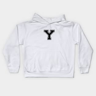 Initial Letter Y - Varsity Style Design - Black text Kids Hoodie